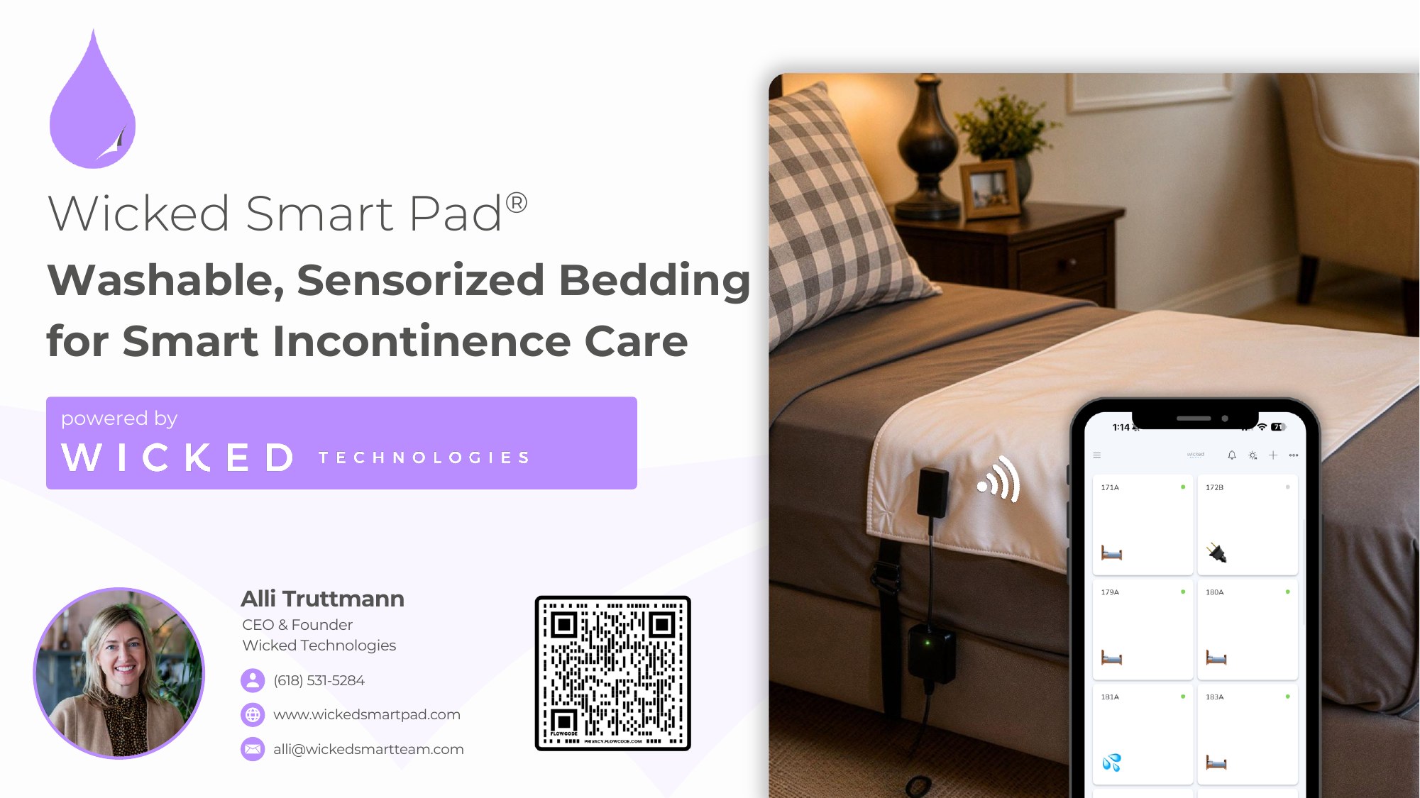 Wicked Smart Pad · washable, sensorized bedding for smart incontinence care